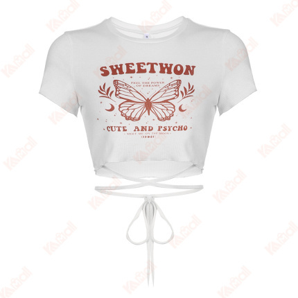 white knitted fabric t shirt